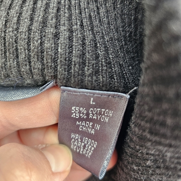 Oscar de la Renta charcoal gray colorblock mockneck full zip cardigan large - Picture 4 of 5